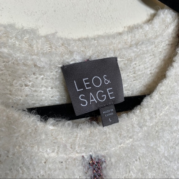 Leo & Sage Alpaca Wool Blend Metallic/Iridescent Stripes Sweater - Picture 9 of 10